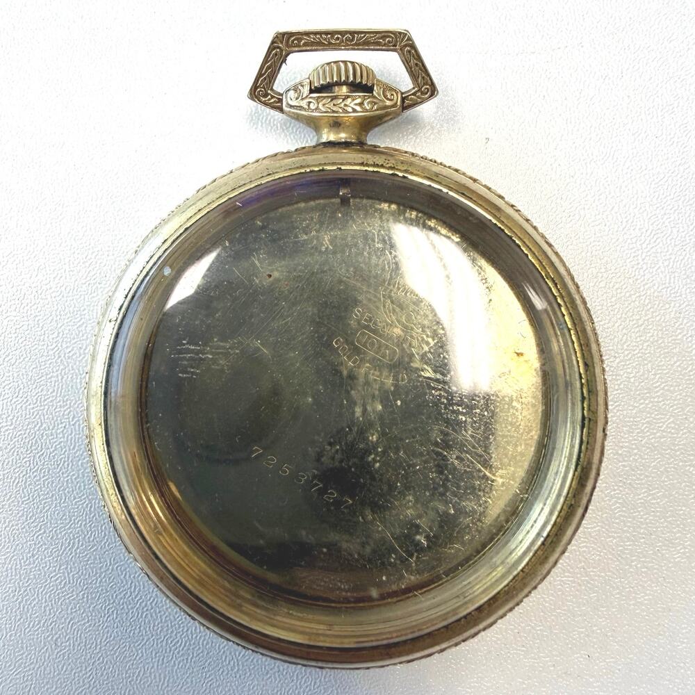 Vintage Nawco Security 10K Gold Filled 18s Pocket Watch Case Engraved Floral